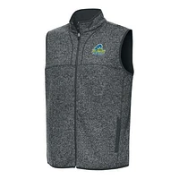 Men's Antigua Heather Charcoal Delaware Fightin' Blue Hens Fortune Full-Zip Vest