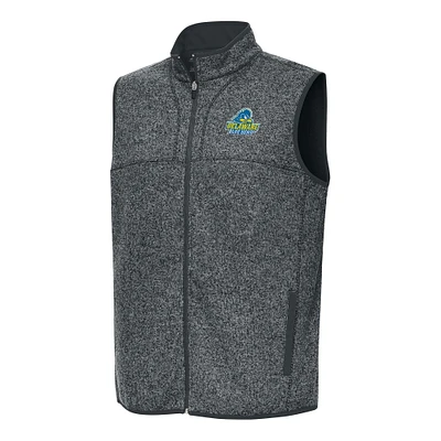 Men's Antigua Heather Charcoal Delaware Fightin' Blue Hens Fortune Full-Zip Vest