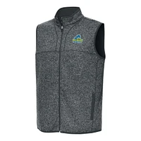 Men's Antigua Heather Charcoal Delaware Fightin' Blue Hens Fortune Full-Zip Vest