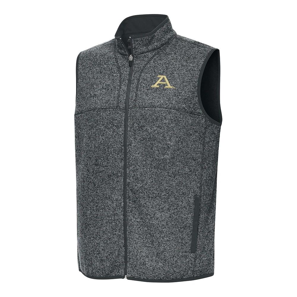 Men's Antigua Heather Charcoal Akron Zips Fortune Full-Zip Vest