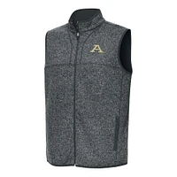 Men's Antigua Heather Charcoal Akron Zips Fortune Full-Zip Vest