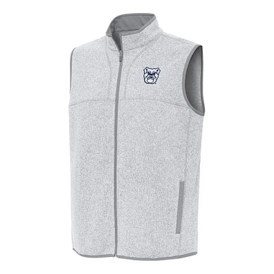Men's Antigua Heather Gray Butler Bulldogs Fortune Full-Zip Vest