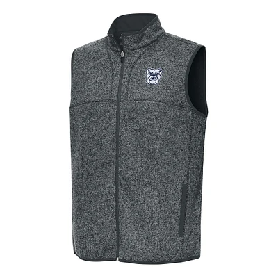 Men's Antigua Heather Charcoal Butler Bulldogs Fortune Full-Zip Vest
