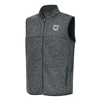 Men's Antigua Heather Charcoal Butler Bulldogs Fortune Full-Zip Vest
