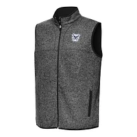 Men's Antigua Heather Butler Bulldogs Fortune Full-Zip Vest