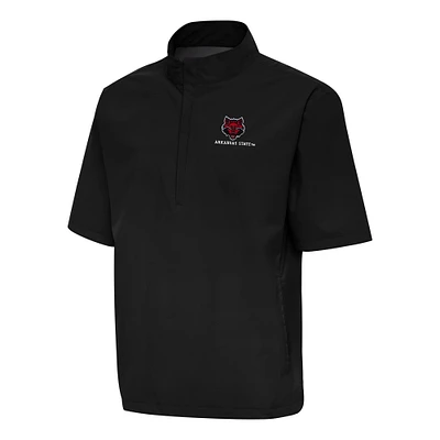 Men's Antigua  Black Arkansas State Red Wolves Brisk Quarter-Zip Windbreaker