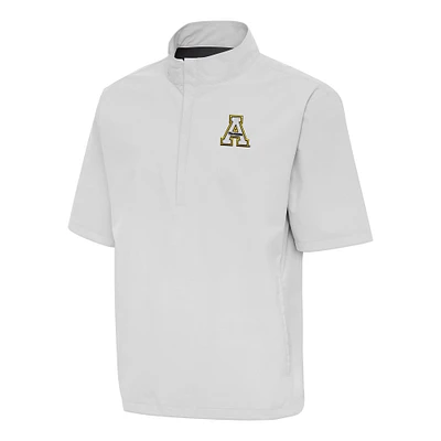 Men's Antigua Gray Appalachian State Mountaineers Brisk Short Sleeve Quarter-Zip Jacket