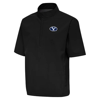 Men's Antigua  Black BYU Cougars Brisk Quarter-Zip Windbreaker