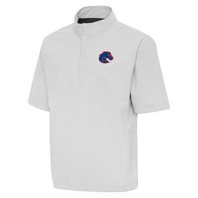 Men's Antigua  Heather Gray Boise State Broncos Brisk Quarter-Zip Windbreaker