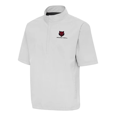 Men's Antigua Gray Arkansas State Red Wolves Brisk Short Sleeve Quarter-Zip Jacket