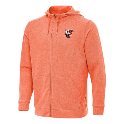 Men's Antigua Heather Orange Bowling Green St. Falcons Effortless Full-Zip Hoodie Jacket