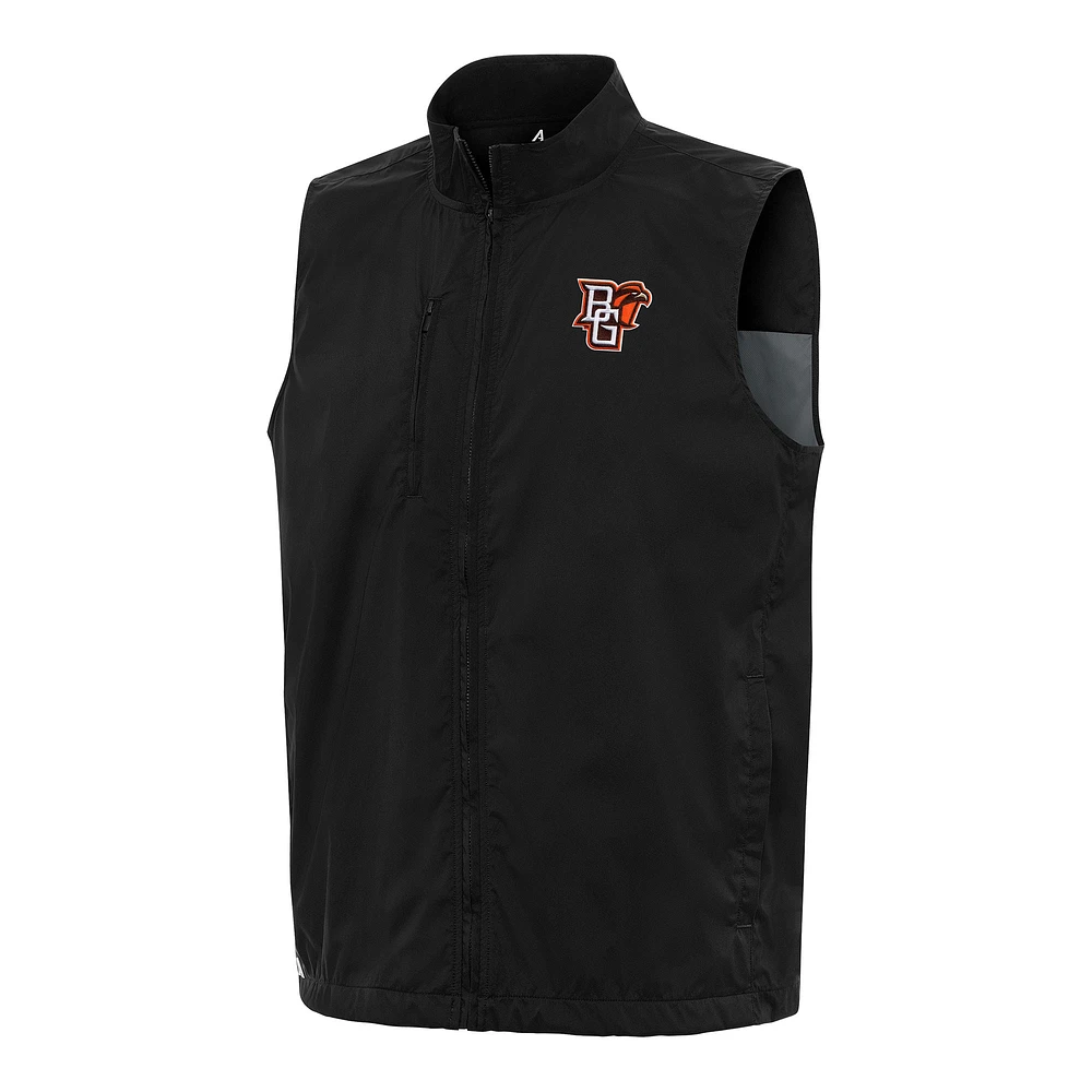 Men's Antigua Black Bowling Green St. Falcons Brisk Full-Zip Vest