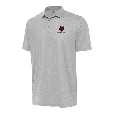 Men's Antigua Gray/White Arkansas State Red Wolves Rings Polo