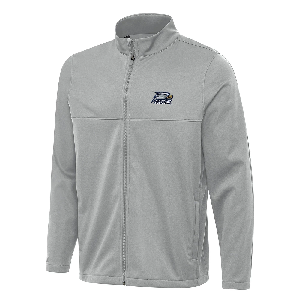 Men's Antigua Gray Georgia Southern Eagles Links 2 Full-Zip Golf Jacket