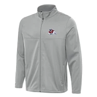 Men's Antigua Gray Fresno State Bulldogs Links 2 Full-Zip Golf Jacket