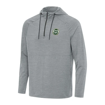 Men's Antigua Heather Gray Colorado State Rams Spikes Raglan Quarter-Zip Hoodie