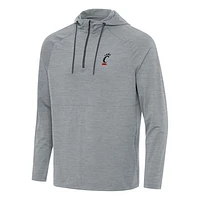 Men's Antigua Heather Gray Cincinnati Bearcats Spikes Raglan Quarter-Zip Hoodie