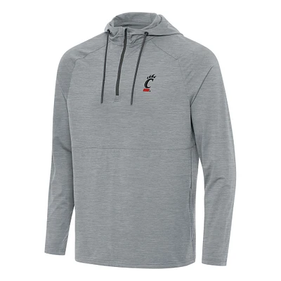 Men's Antigua Heather Gray Cincinnati Bearcats Spikes Raglan Quarter-Zip Hoodie