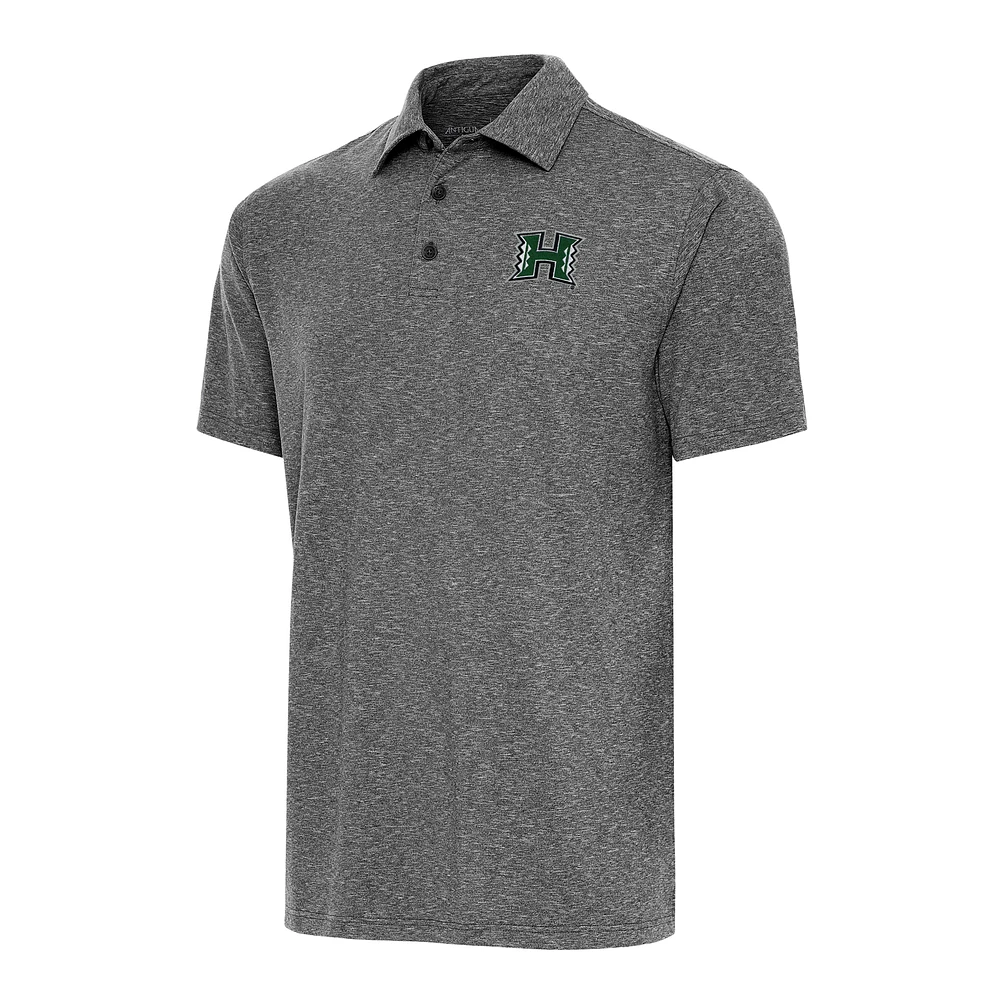 Men's Antigua Heather Black Hawaii Rainbow Warriors Big & Tall Par 3 Polo