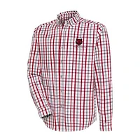 Men's Antigua Scarlet/Gray Arkansas State Red Wolves Tending 2 Tri-Blend Long Sleeve Full-Button Shirt