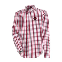 Men's Antigua Scarlet/Gray Arkansas State Red Wolves Tending 2 Tri-Blend Long Sleeve Full-Button Shirt