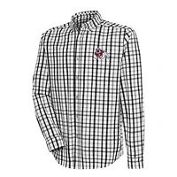 Men's Antigua Black/Gray Fresno State Bulldogs Tending 2 Tri-Blend Long Sleeve Full-Button Shirt