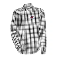 Men's Antigua Black/Gray Fresno State Bulldogs Tending 2 Tri-Blend Long Sleeve Full-Button Shirt
