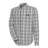 Men's Antigua Black/Gray Georgia Southern Eagles Tending 2 Tri-Blend Long Sleeve Full-Button Shirt