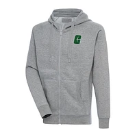 Men's Antigua Heather Gray Charlotte 49ers Big & Tall Victory Full-Zip Hoodie Jacket
