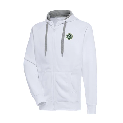Men's Antigua White Colorado State Rams Big & Tall Victory Full-Zip Hoodie Jacket