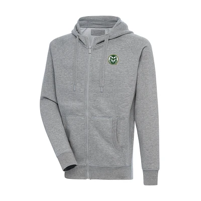 Men's Antigua Heather Gray Colorado State Rams Big & Tall Victory Full-Zip Hoodie Jacket