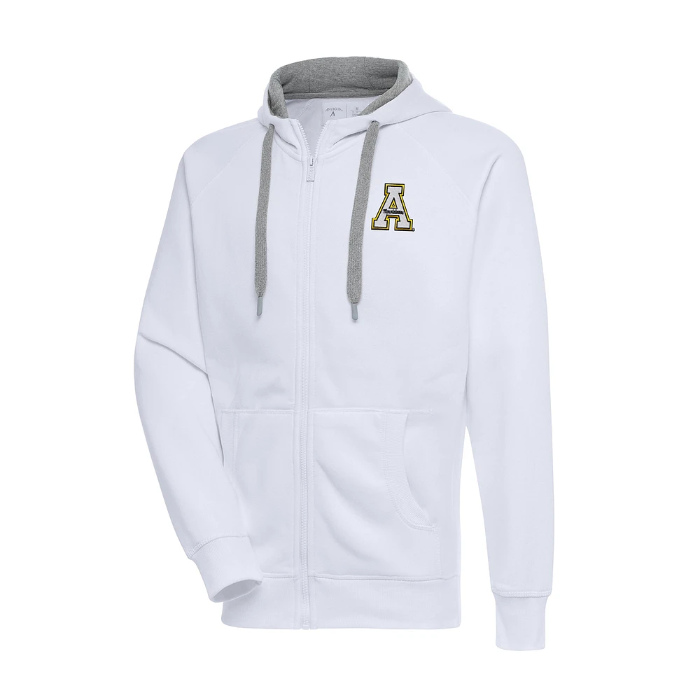 Men's Antigua White Appalachian State Mountaineers Big & Tall Victory Full-Zip Hoodie Jacket