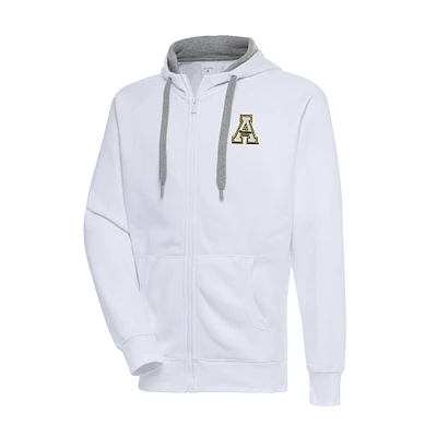 Men's Antigua White Appalachian State Mountaineers Big & Tall Victory Full-Zip Hoodie Jacket