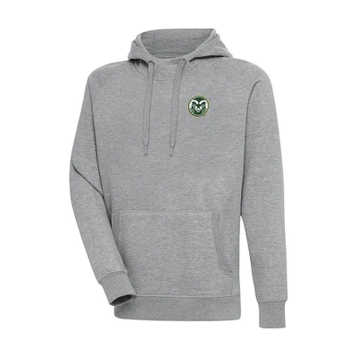 Men's Antigua Heather Gray Colorado State Rams Big & Tall Victory Raglan Pullover Hoodie
