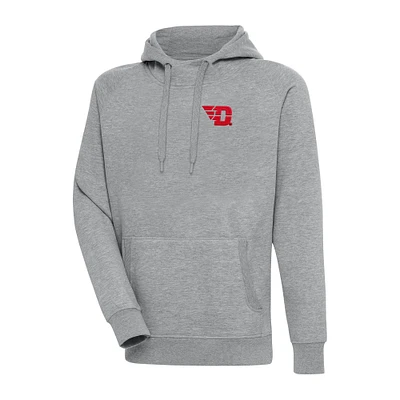 Men's Antigua Heather Gray Dayton Flyers Big & Tall Victory Raglan Pullover Hoodie