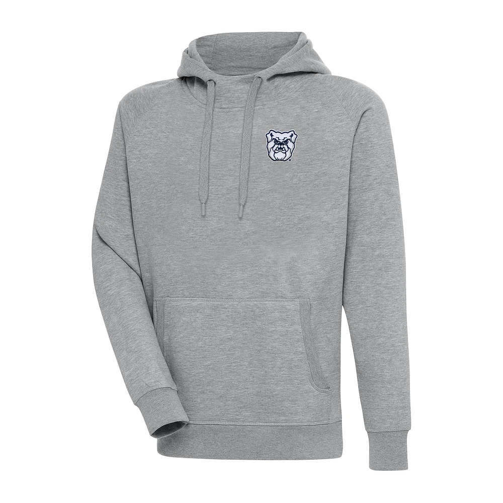 Men's Antigua Heather Gray Butler Bulldogs Big & Tall Victory Raglan Pullover Hoodie