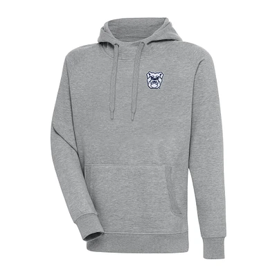 Men's Antigua Heather Gray Butler Bulldogs Big & Tall Victory Raglan Pullover Hoodie