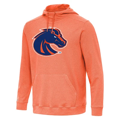 Men's Antigua Heather Orange Boise State Broncos Cloud Pullover Hoodie