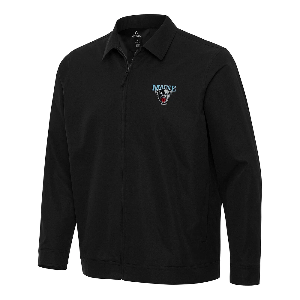 Men's Antigua Black Maine Black Bears Pivot Full-Zip Jacket