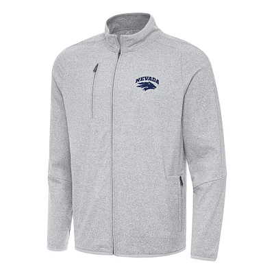 Men's Antigua Heather Gray Nevada Wolf Pack Hold-Up Tri-Blend Full-Zip Jacket