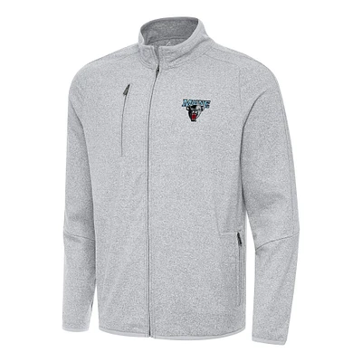 Men's Antigua Heather Gray Maine Black Bears Hold-Up Full-Zip Tri-Blend Jacket