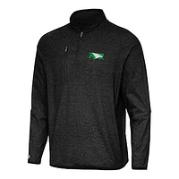 Men's Antigua Heather Black North Dakota Certain Quarter-Zip Tri-Blend Sweatshirt