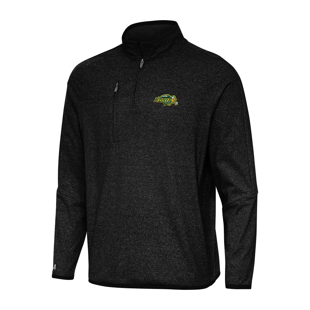 Men's Antigua Heather Black NDSU Bison Certain Quarter-Zip Tri-Blend Sweatshirt