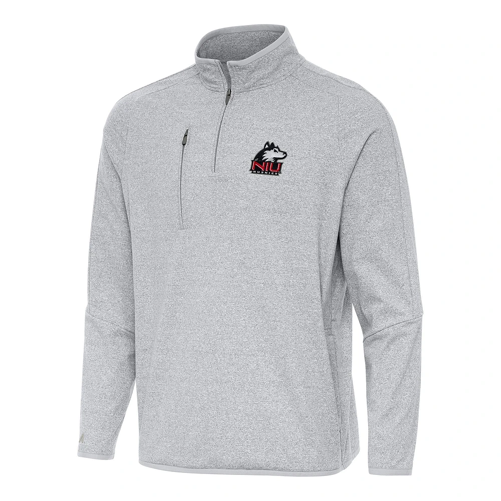 Men's Antigua Heather Gray Northern Illinois Huskies Certain Quarter-Zip Tri-Blend Sweatshirt