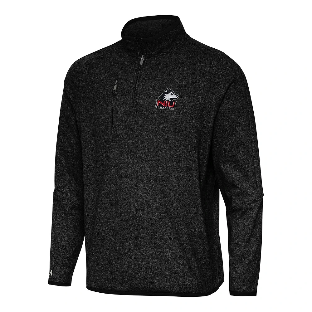 Men's Antigua Heather Black Northern Illinois Huskies Certain Quarter-Zip Tri-Blend Sweatshirt
