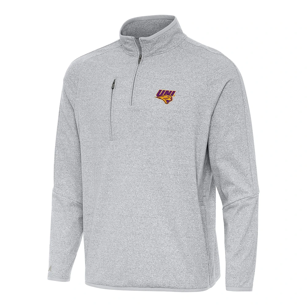 Men's Antigua Heather Gray Northern Iowa Panthers Certain Quarter-Zip Tri-Blend Sweatshirt