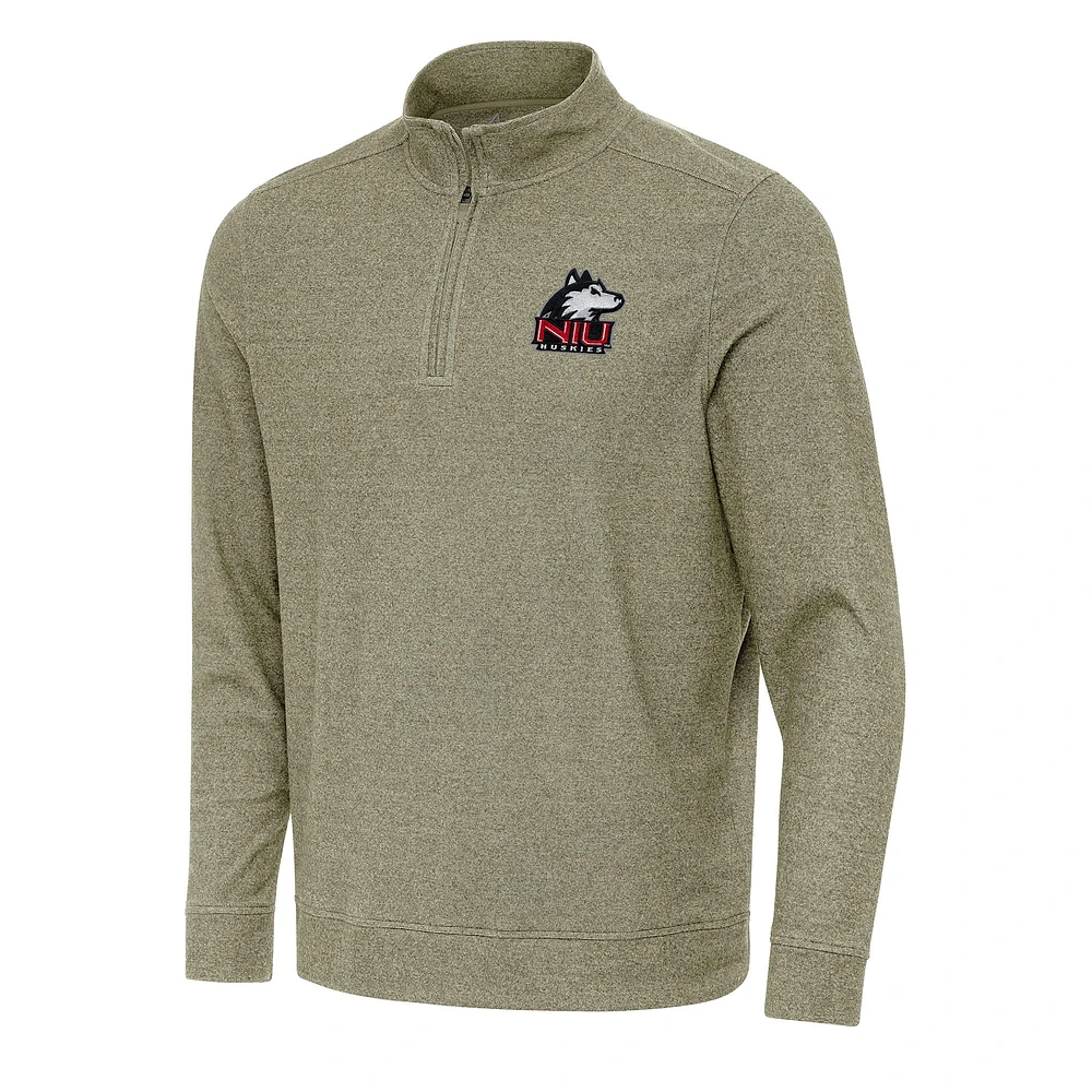 Men's Antigua Olive Northern Illinois Huskies Subtle Quarter-Zip Sweatshirt