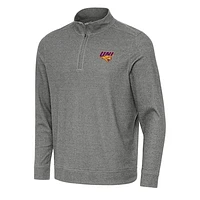 Men's Antigua Heather Charcoal Northern Iowa Panthers Subtle Quarter-Zip Sweatshirt