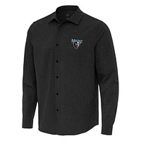 Men's Antigua Black Maine Bears Exposure Woven Long Sleeve Full-Button Shirt