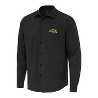 Men's Antigua Black NDSU Bison Exposure Woven Long Sleeve Full-Button Shirt